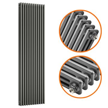 1800 x 560mm Anthracite Vertical Traditional 3 Column Radiator