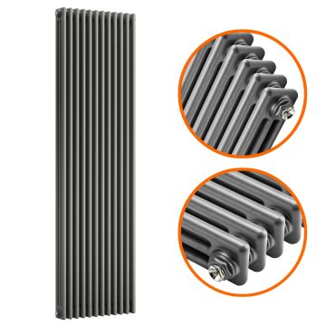 1500 x 560mm Anthracite Vertical Traditional 3 Column Radiator