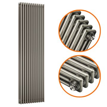 1800 x 560mm Raw Metal Lacquered Vertical Traditional 3 Column Radiator