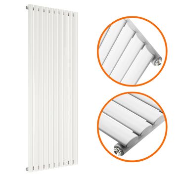 1780 x 590mm White Single Oval Tube Vertical Radiator 