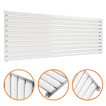 590mm x 1600mm White Single Oval Tube Horizontal / Landscape Radiator 