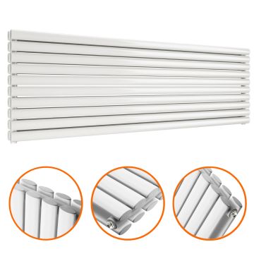 590mm x 1780mm White Double Oval Tube Horizontal / Landscape Radiator 