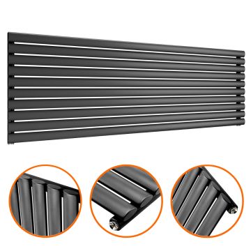 590mm x 1780mm Black Single Oval Tube Horizontal / Landscape Radiator 