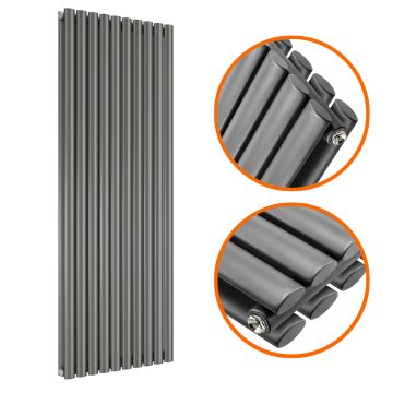 1780 x 590mm Anthracite Double Oval Tube Vertical Radiator 