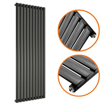 1780 x 590mm Black Single Oval Tube Vertical Radiator 