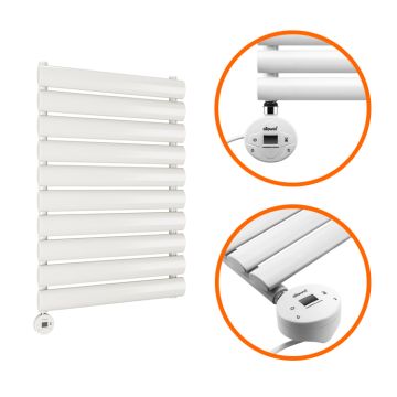 595 x 400mm Electric White Single Oval Panel Vertical Radiator