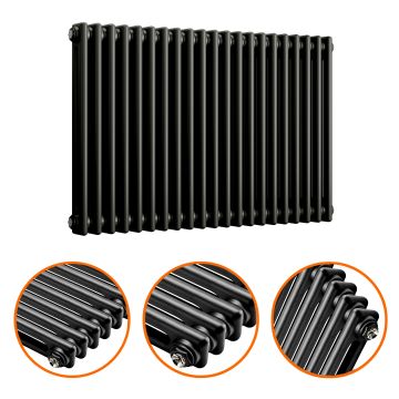 600 x 1013mm Black Horizontal Traditional 2 Column Radiator