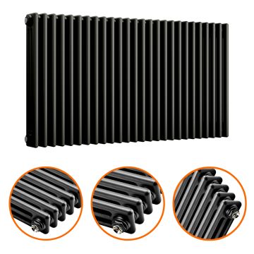 600 x 1193mm Black Horizontal Traditional 3 Column Radiator