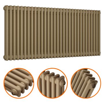 600 x 1508mm Antique Brass Horizontal Traditional 2 Column Radiator