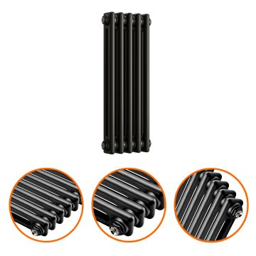 600 x 249mm Black Horizontal Traditional 2 Column Radiator