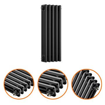 600 x 249mm Black Horizontal Traditional 3 Column Radiator