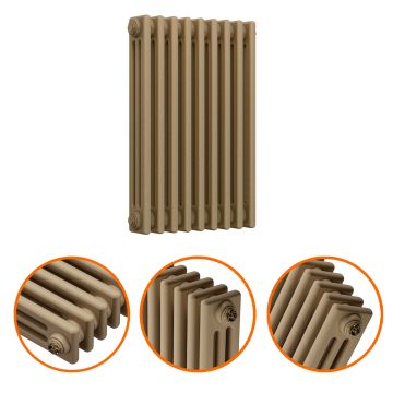 600 x 425mm Antique Brass Horizontal Traditional 3 Column Radiator