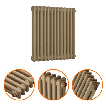600 x 608mm Antique Brass Horizontal Traditional 2 Column Radiator