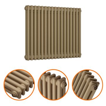 600 x 788mm Antique Brass Horizontal Traditional 2 Column Radiator