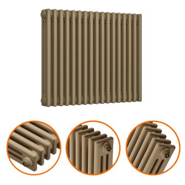 600 x 788mm Antique Brass Horizontal Traditional 3 Column Radiator