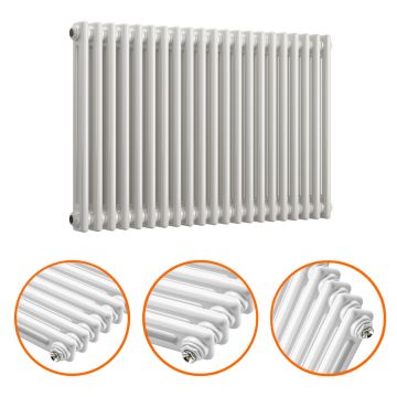 600 x 1013mm White Horizontal Traditional 2 Column Radiator