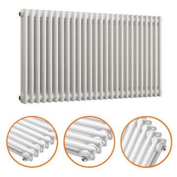 600 x 1193mm White Horizontal Traditional 2 Column Radiator
