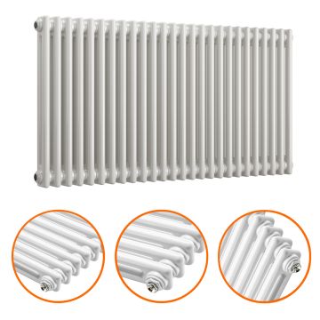 600 x 1193mm White Horizontal Traditional 2 Column Radiator