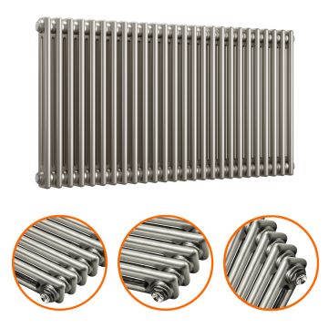 600 x 1193mm Raw Metal Lacquered Horizontal Traditional 2 Column Radiator