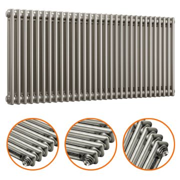 600 x 1508mm Raw Metal Lacquered Horizontal Traditional 2 Column Radiator