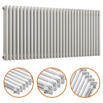 600 x 1508mm White Horizontal Traditional 3 Column Radiator