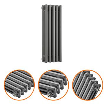 600 x 249mm Anthracite Horizontal Traditional 3 Column Radiator