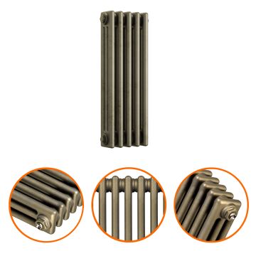 600 x 249mm Antique Brass Horizontal Traditional 3 Column Radiator