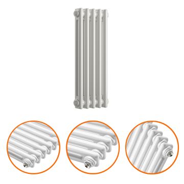 600 x 249mm White Horizontal Traditional 2 Column Radiator