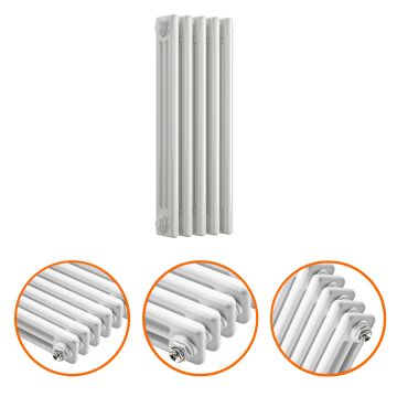 600 x 249mm White Horizontal Traditional 3 Column Radiator