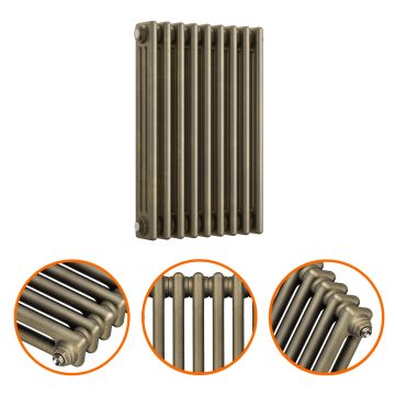 600 x 425mm Antique Brass Horizontal Traditional 3 Column Radiator