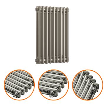 600 x 425mm Raw Metal Horizontal Traditional 2 Column Radiator