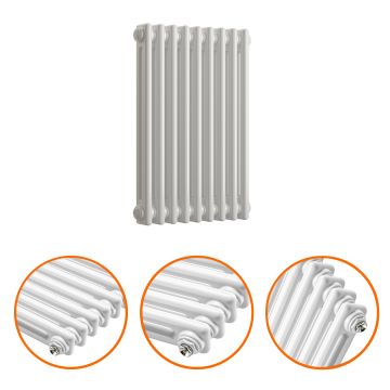 600 x 425mm White Horizontal Traditional 2 Column Radiator