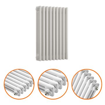 600 x 425mm White Horizontal Traditional 3 Column Radiator