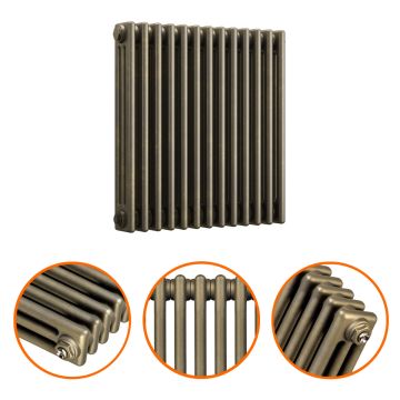 600 x 608mm Antique Brass Horizontal Traditional 3 Column Radiator