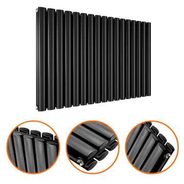 635 x 1000mm Black Double Oval Tube Horizontal Radiator 