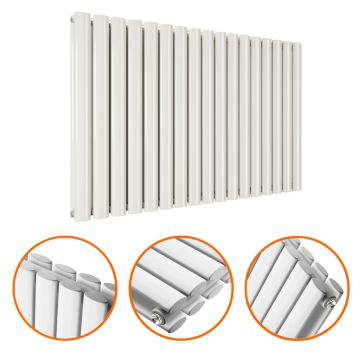 635 x 1000mm White Double Oval Tube Horizontal Radiator 