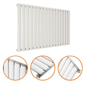 635 x 1000mm White Single Oval Tube Horizontal Radiator 