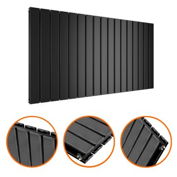 635 x 1190mm Black Double Flat Panel Horizontal Radiator 