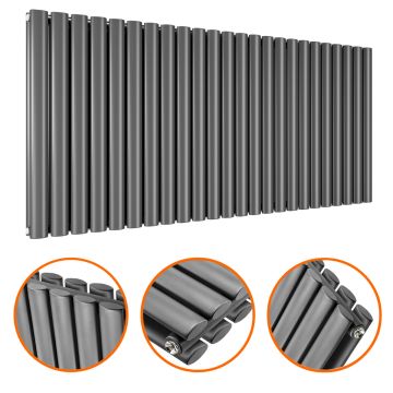 635 x 1411mm Anthracite Double Oval Tube Horizontal Radiator 