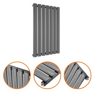 635 x 415mm Anthracite Single Oval Tube Horizontal Radiator 