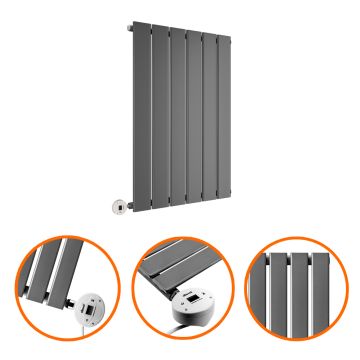 635 x 420mm Electric Anthracite Single Flat Panel Horizontal Radiator