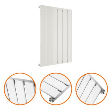 635 x 420mm White Single Flat Panel Horizontal Radiator 