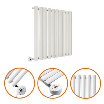 635 x 595mm Electric White Single Oval Panel Horizontal Radiator