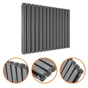 635 x 834mm Anthracite Double Oval Tube Horizontal Radiator 