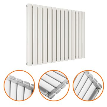 635 x 834mm White Double Oval Tube Horizontal Radiator 