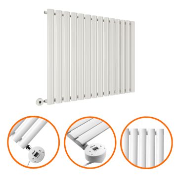 635 x 834mm Electric White Single Oval Panel Horizontal Radiator