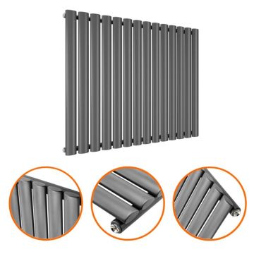 635 x 834mm Anthracite Single Oval Tube Horizontal Radiator 