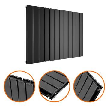 635 x 840mm Black Double Flat Panel Horizontal Radiator 