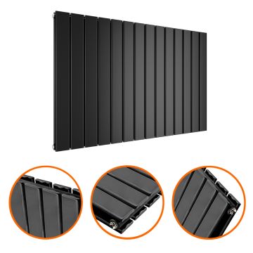 635 x 980mm Black Double Flat Panel Horizontal Radiator 