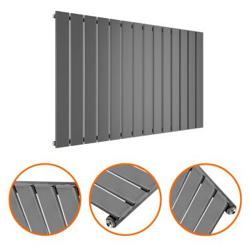 635 x 980mm Anthracite Single Flat Panel Horizontal Radiator 